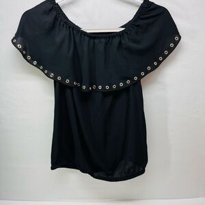Michael Kors Black Blouse with Gold‎ Eyelets
